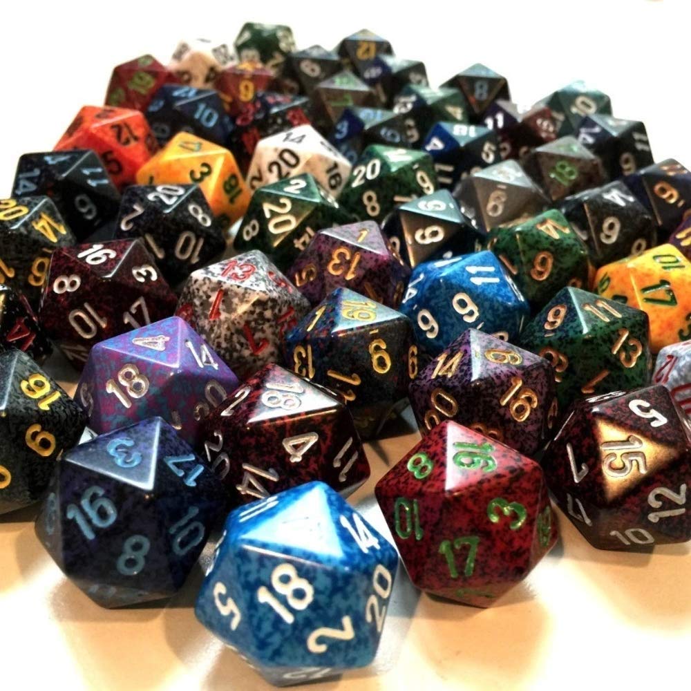 Chessex Manufacturing DND Dice Set - Chessex D&D Dice - 16mm Assorted Speckled Plastic Polyhedral Dice Set - Dungeons and Dragons Dice Includes 50 Dice – D20 (CHX29320) 2