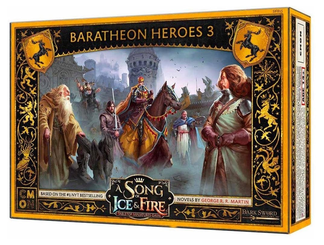 A Song of Ice and Fire Tabletop Miniatures Game Baratheon Heroes 3 Box Set - Command Your Noble Heroes to Victory! Strategy Game for Adults, Ages 14+, 2+ Players, 45-60 Minute Playtime, Made by CMON 1
