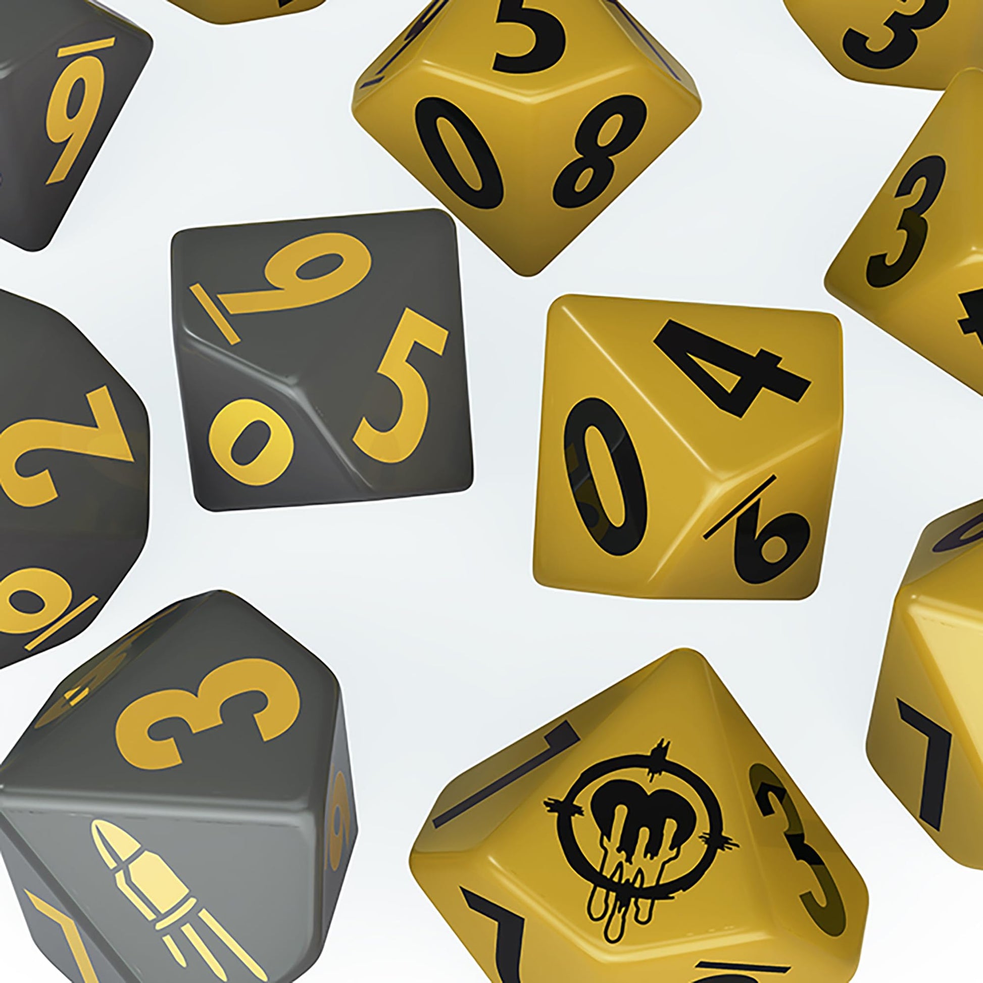 Modiphius Entertainment: Fallout Factions: Dice Sets - The Operators - 12 Engraved Dice, Tabletop Miniatures Game Accessory, Officially Licensed 5