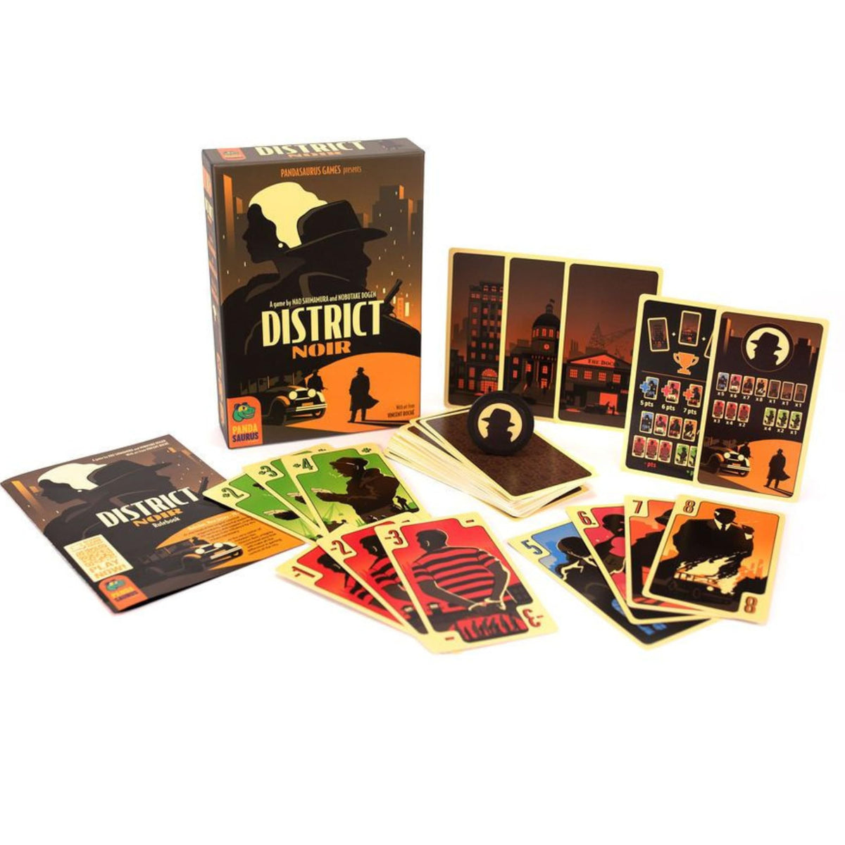 Pandasaurus Games District Noir Card Game | Crime Themed Bluffing and Set Collection Strategy Game | Fun Family Game for Kids and Adults | Ages 10+ | 2 Players | Avg. Playtime 10-20 Minutes | Made 2