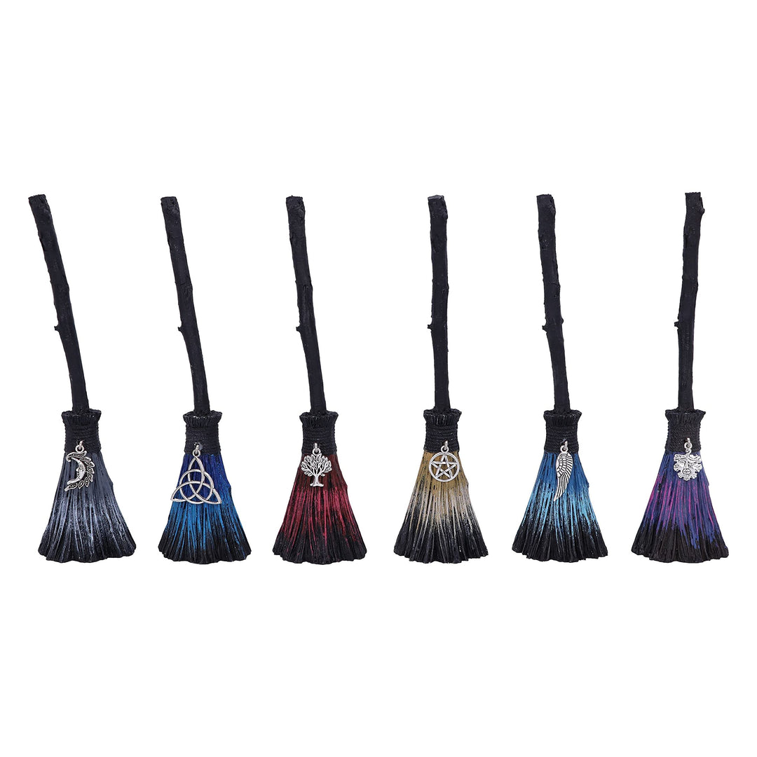 Set of Six Positivity Broomsticks with Silver Charms Positive Energy 20cm