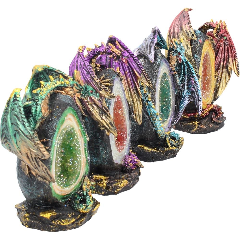 Geode Keepers Set of 4 Lightup Dragon Crystal Figurines 12cm 6