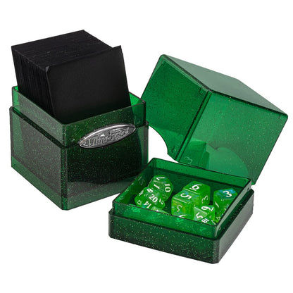 Ultra Pro - Satin Tower 100+ Standard Size Card Deck Box (Green Glitter) - Protect Your Gaming Cards, Sports Cards or Collectible Cards In Stylish Glitter Deck Box 3