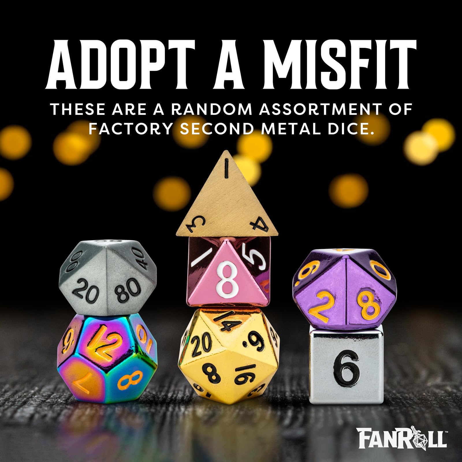 FanRoll by Metallic Dice Games Misfit Metals, Bag of DND Dice, Role Playing Game Dice Accessories for Dungeons and Dragons 2