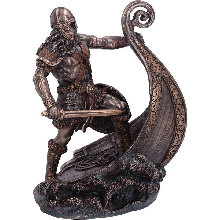 Bronzed Halvor Viking Longship Figurine 24cm