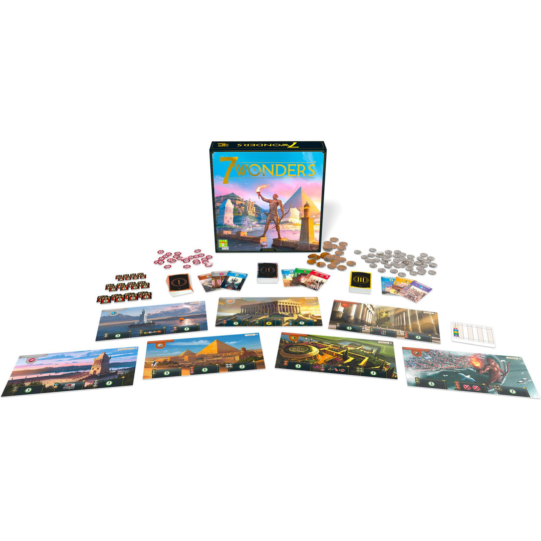 7 Wonders Board Game BASE GAME (New Edition) for Family | Civilization and Strategy Board Game for Adult Game Night | 3-7 Players | Ages 10+ | Made by Repos Production