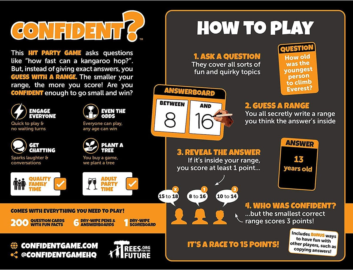 Confident Refresh Guess a Range Board Game