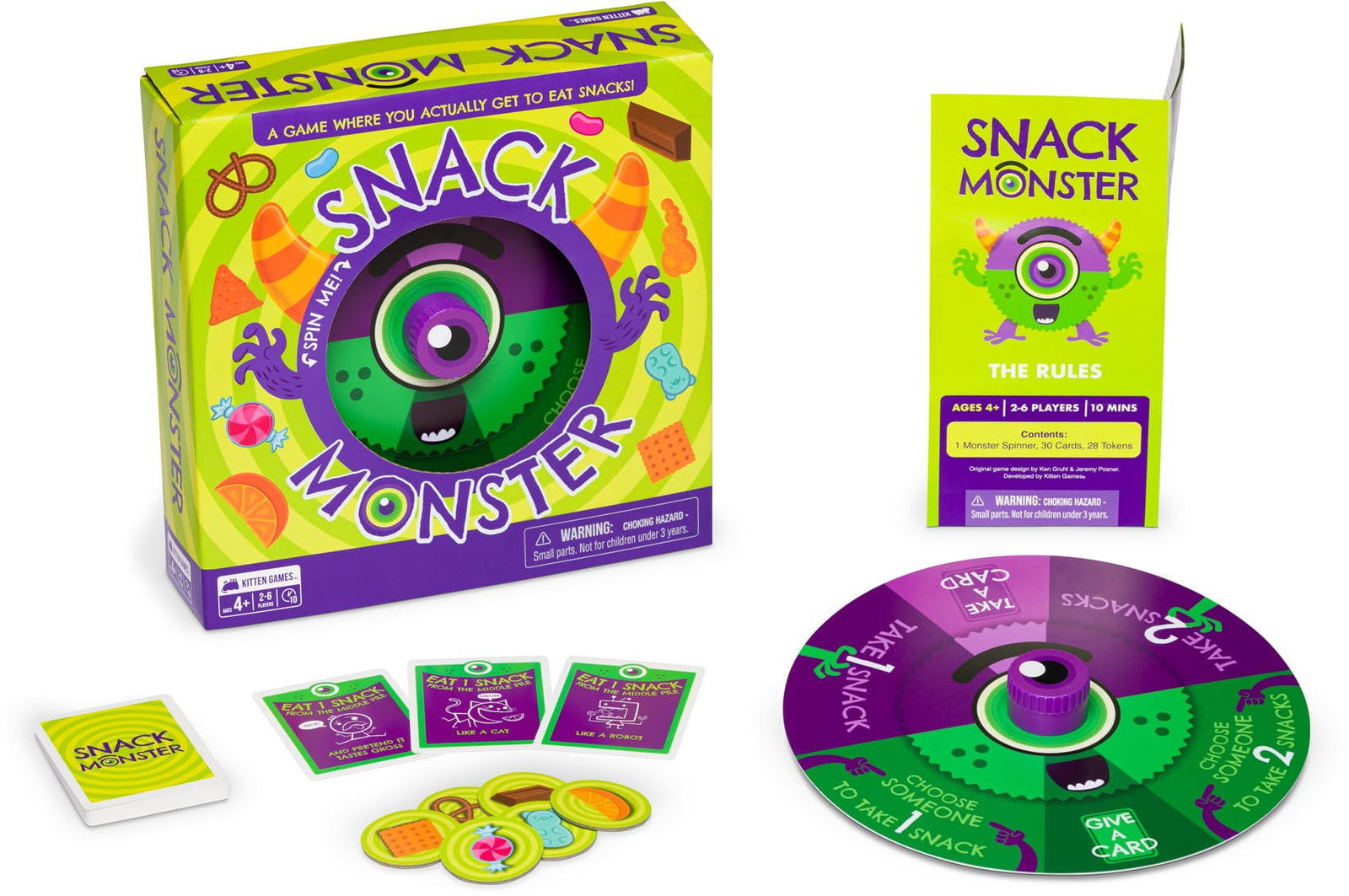 Exploding Kittens Snack Monster 2-6 Players - Ages 4+ - 10 Minutes to Play - Snack Eating Spinner Game - Kid Friendly Card Game, Family Game Night, Snack Time Kids Game 2