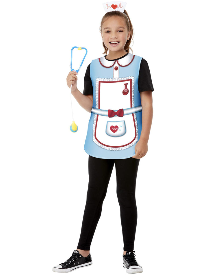 Nurse Kit Kids Blue and White Tabard Stethoscope Headband 2