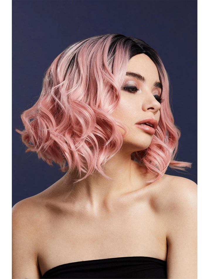 Fever Kourtney Wig Baby Pink Two Toned Blend Curls Long Bob Centre Parting 30cm 1