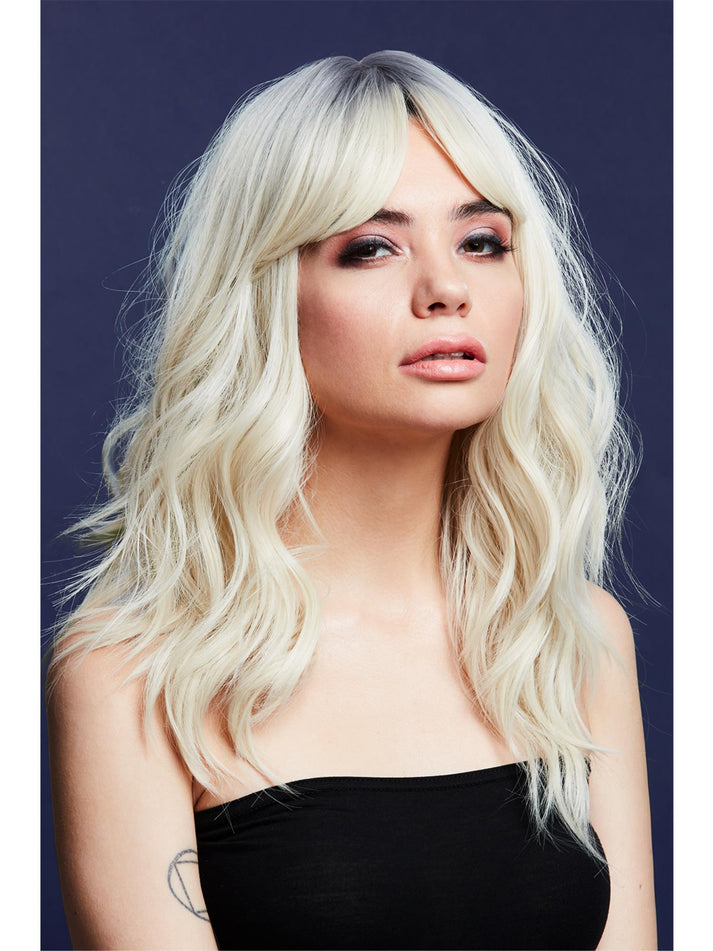 Fever Ashley Wig Two Toned Blend Ice Blonde Wavy Long Layered Centre Parting 48cm