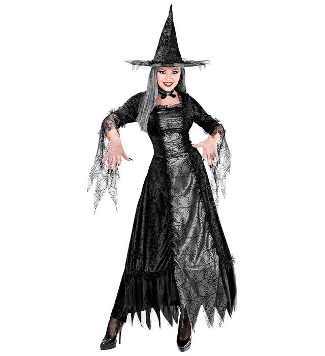 Spiderweb Witch  Dress With Wirehoop, Hat 
