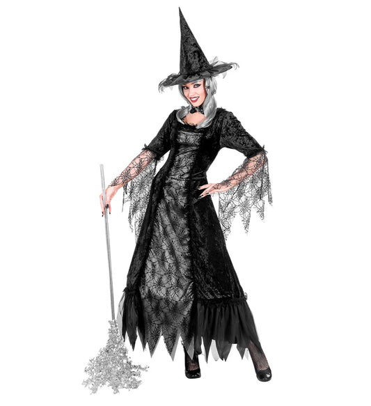 Spiderweb Witch  Dress With Wirehoop, Hat 