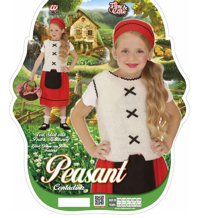 Peasant Girl  Vest, Skirt With Pouch, Headscarf 
