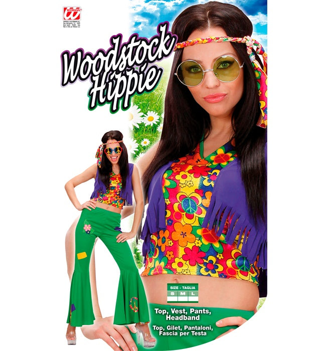 Woodstock Hippie Girl  Top, Vest, Pants, Headband 