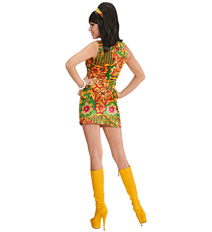 60S Mod Girl Velvet  Dress, Headband 