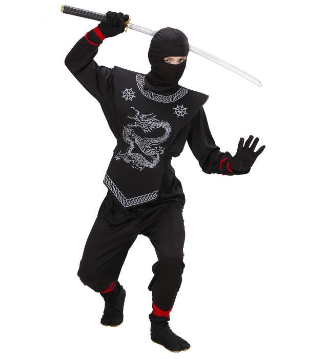 Black Ninja  Coat With Ties, Pants With Ties, Chest Armour, Mask 