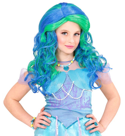 Turquoise-Emerald Mermaid Wig Inpolybag