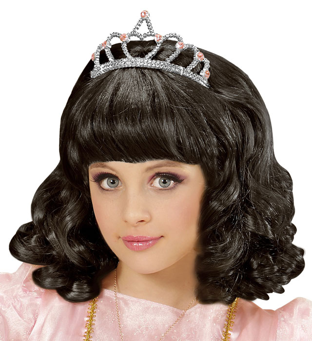 Black Princess Wig With Tiara In Box