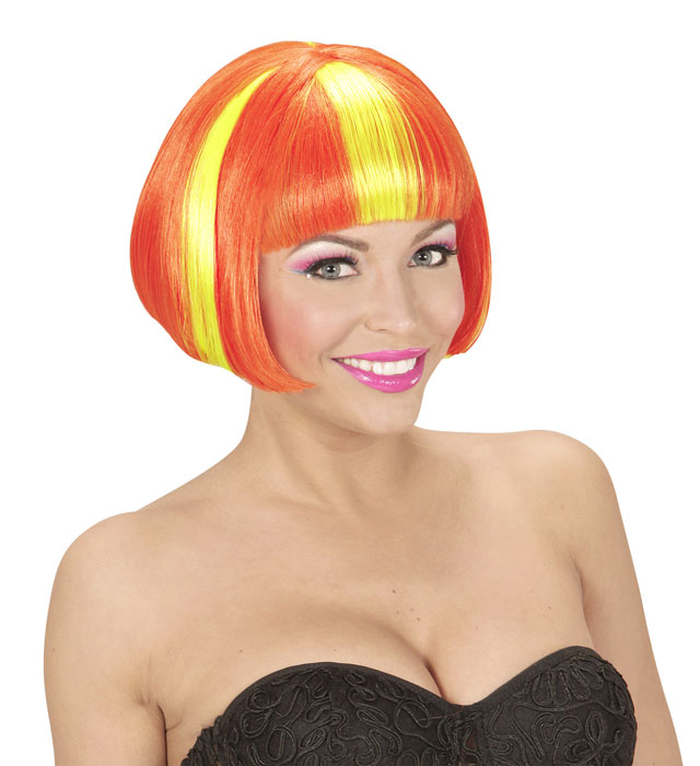 Neon Yellow Streaked Orange Valentina Wig In Box