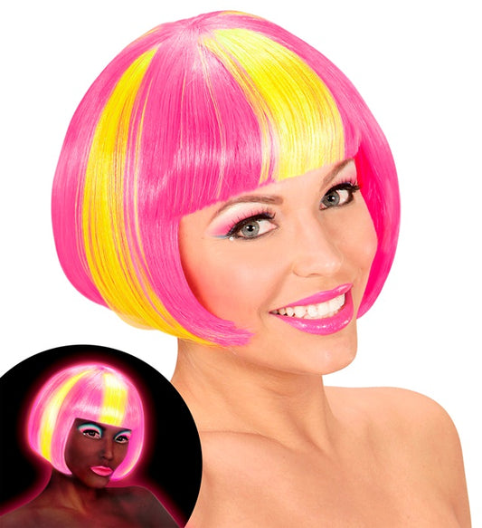 Neon Yellow Streaked Pink Valentina Wig In Box