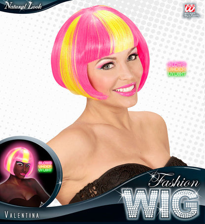 Neon Yellow Streaked Pink Valentina Wig In Box