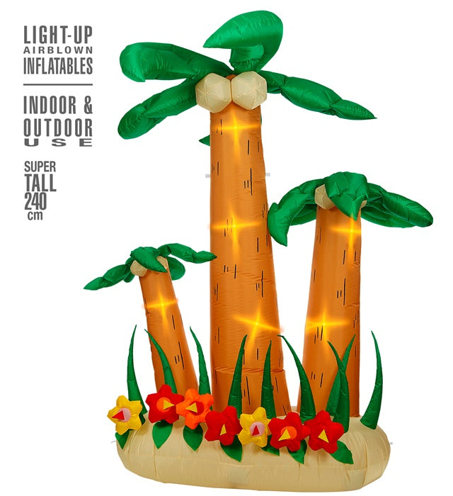 Set Of 3 Light-Up Airblown Inflatable Palm Trees 240 Cm