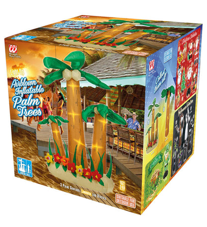 Set Of 3 Light-Up Airblown Inflatable Palm Trees 240 Cm