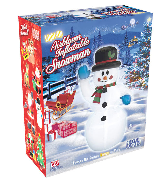Light-Up Airblown Inflatable Snowman 150 Cm
