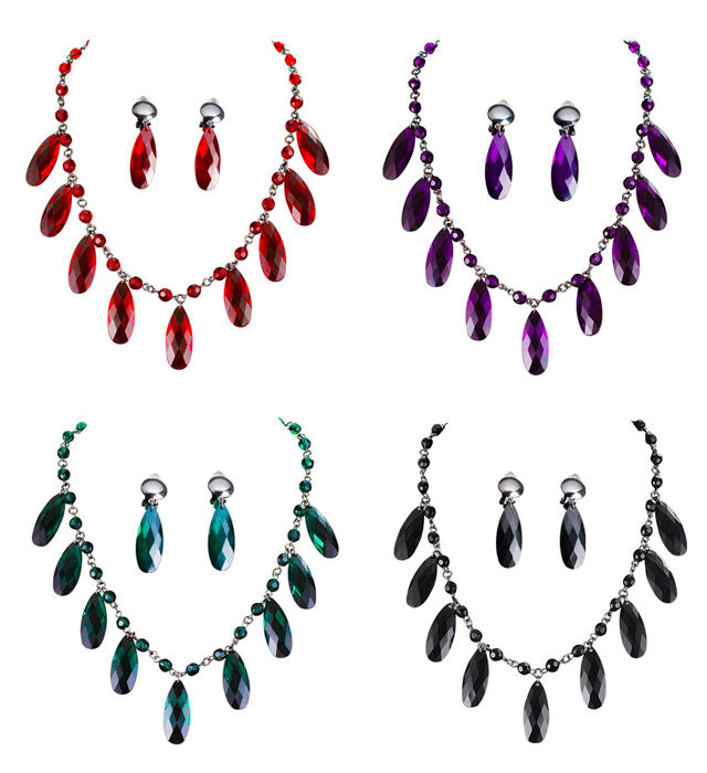 Gothic Necklace & Earrings Set 4Colors Ass.  6 Red, 2 Black, 2 Purple, 2 Green 