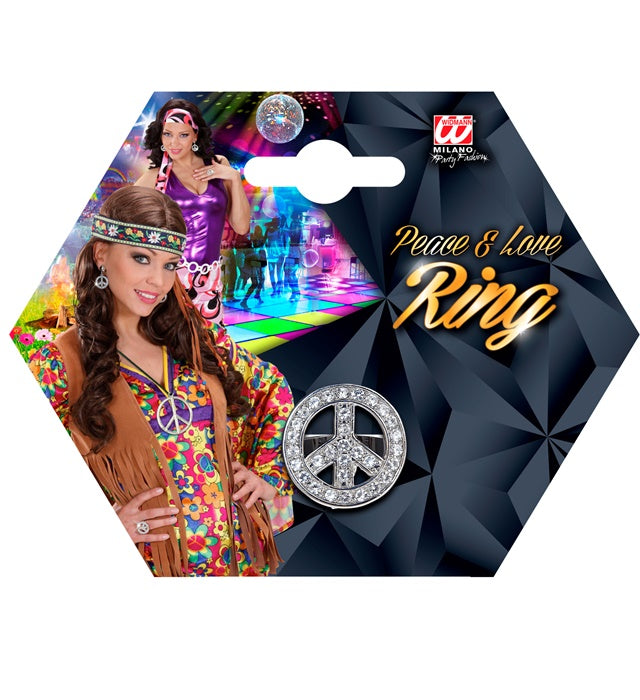 Strass Peace & Love Ring