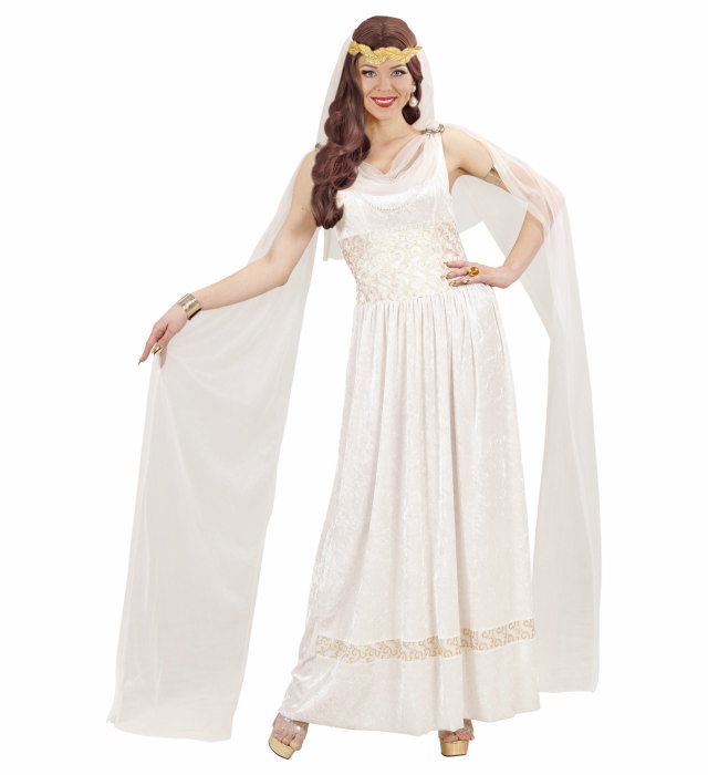 Roman Empress  Dress With Veils & Pearls, Laurel Crown With Veil 