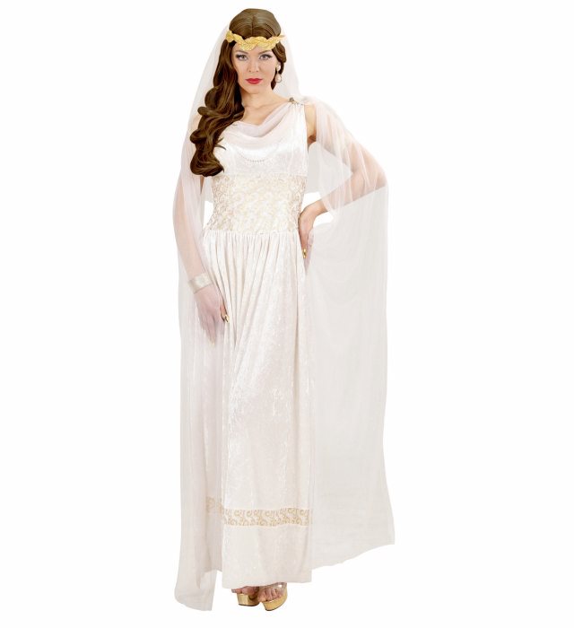 Roman Empress  Dress With Veils & Pearls, Laurel Crown With Veil 