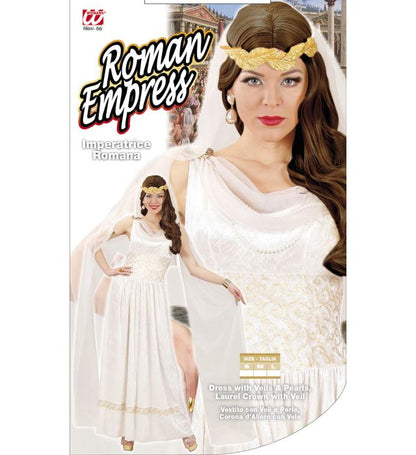 Roman Empress  Dress With Veils & Pearls, Laurel Crown With Veil 