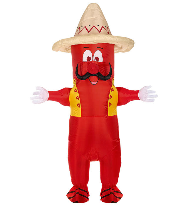 Mexican Chili Pepper  Airblown Inflatable Oversized Costume With Mask & Sombrero  