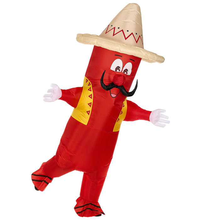 Mexican Chili Pepper  Airblown Inflatable Oversized Costume With Mask & Sombrero  