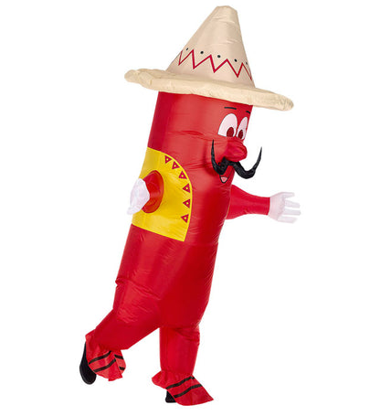 Mexican Chili Pepper  Airblown Inflatable Oversized Costume With Mask & Sombrero  