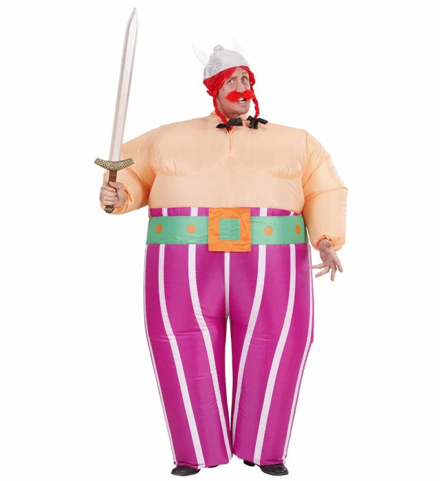 Viking  Airblown Inflatable Costume, Belt, Helmet With Plaits  