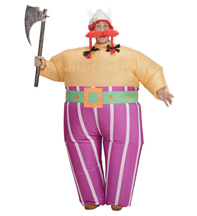 Viking  Airblown Inflatable Costume, Belt, Helmet With Plaits  