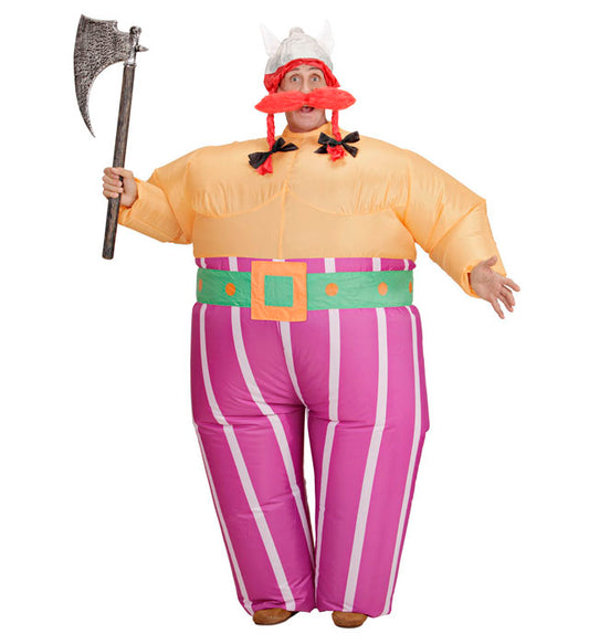 Viking  Airblown Inflatable Costume, Belt, Helmet With Plaits  