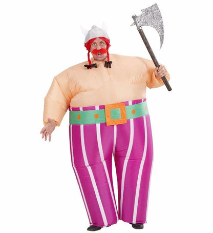 Viking  Airblown Inflatable Costume, Belt, Helmet With Plaits  