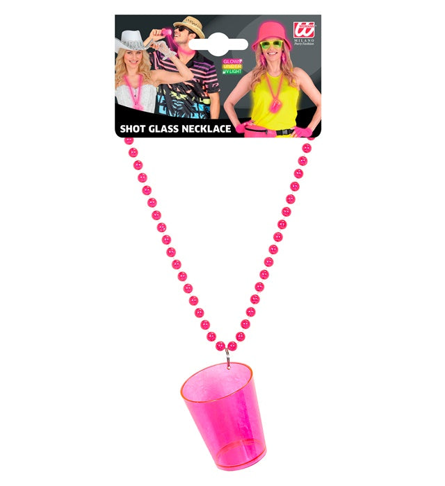 Neon Pink Shot Glass Necklace