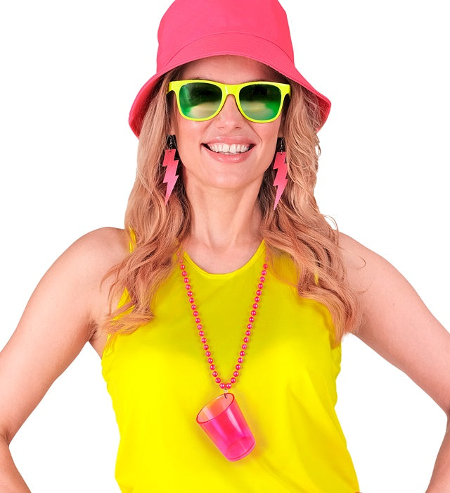 Neon Pink Shot Glass Necklace