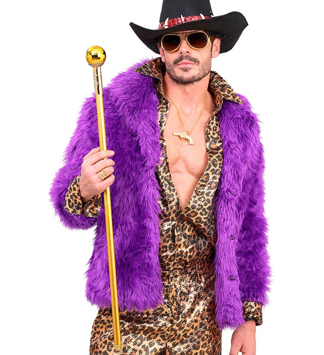 Collapsible Gold Pimp Cane 87 Cm