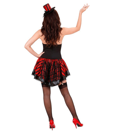 Burlesque Girl  Dress With Attached Garters, Mini Top Hat 
