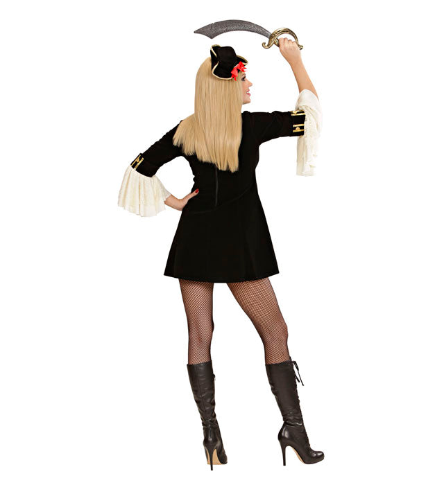 Pirate Captain Lady  Dress With Jacket, Mini Tricorn Hat 