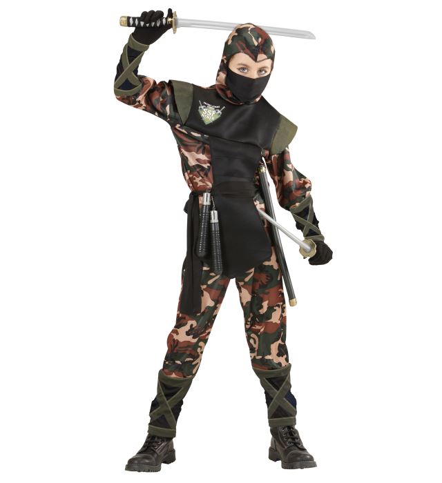 Ninja Soldier  Hooded Coat With Ties, Pants With Ties, Belt, Mask 