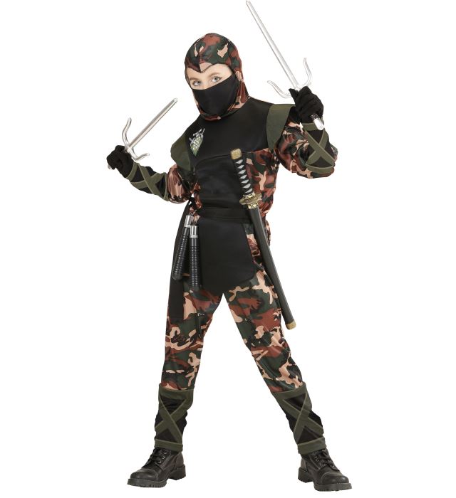 Ninja Soldier  Hooded Coat With Ties, Pants With Ties, Belt, Mask 