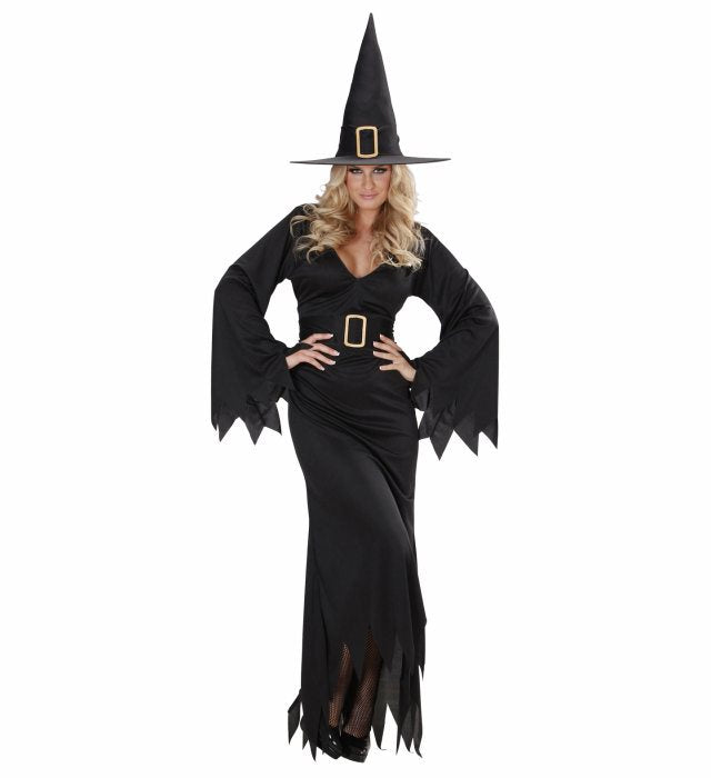Elegant Witch  Dress, Belt, Hat 