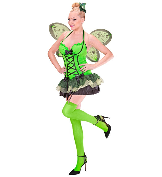 Green Butterfly  Dress With Straps, Wings, Flower & Bow Hair Comb 